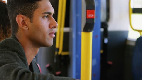 male commuter travelling in bus 4k