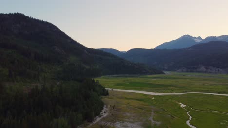 Montañas-Cubiertas-De-árboles-Aéreos-No-Tripulados-Cerca-Del-Río-Soo-Columbia-Británica-Canadá-4k