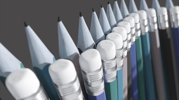 Close-up of a Row of Pencils