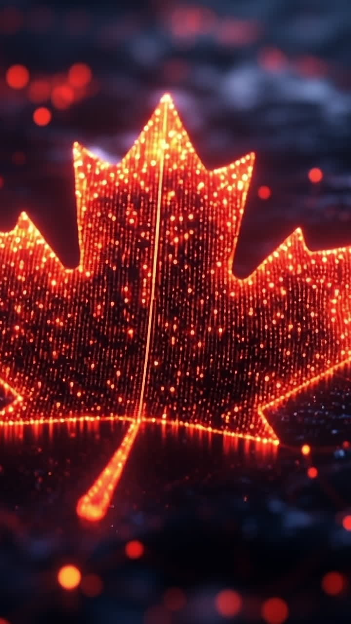 Glowing digital maple leaf