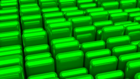 superficie ondulada con cubos verdes redondeados brillantes de primer plano de animación de fondo