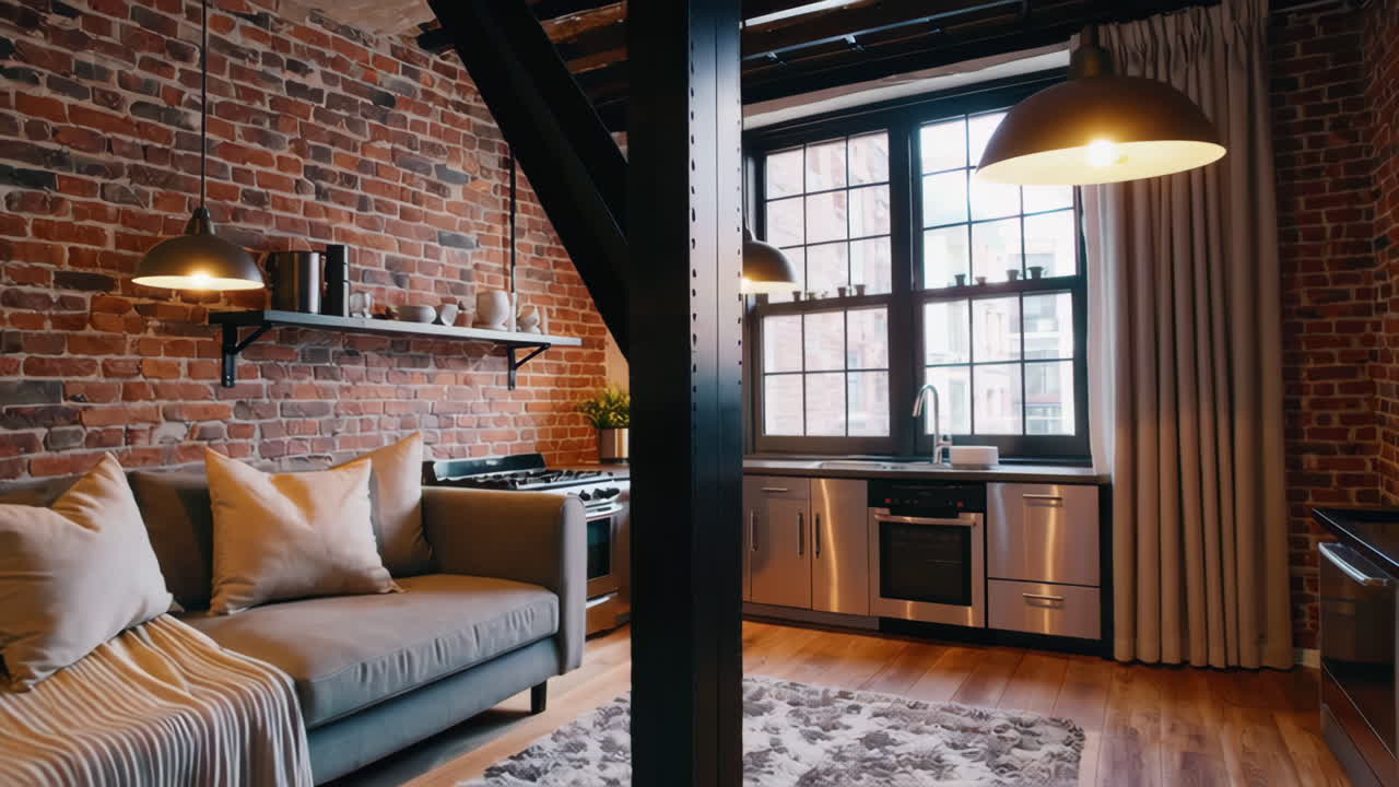 Industrial Loft Style Apartment with Open Kitchen