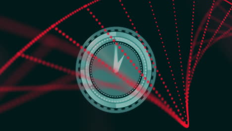 animación del reloj de tic-tac sobre la estructura de adn giratoria contra un fondo negro