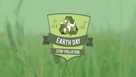 Animation-of-earth-day-text-over-grass