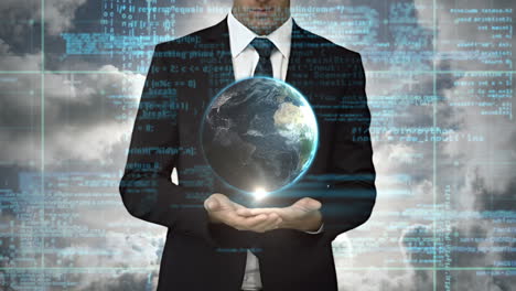 Businessman-holding-digital-generated-globe