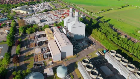 drone footage of gas-fired power station in rural england