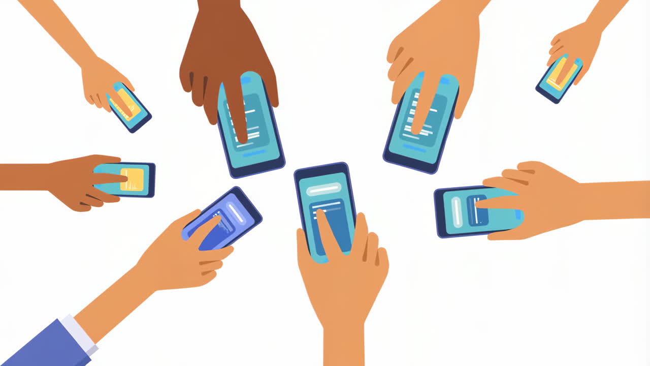 Mani che tengono gli smartphone