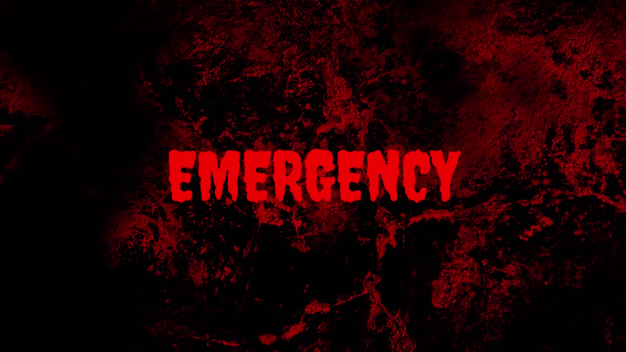 Flashing Red Emergency Text on Dark Grunge Background