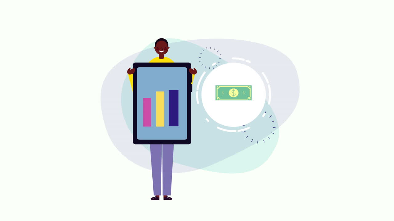 afro hombre de negocios trabajador con teléfono inteligente y factura aplicación de comercio electrónico