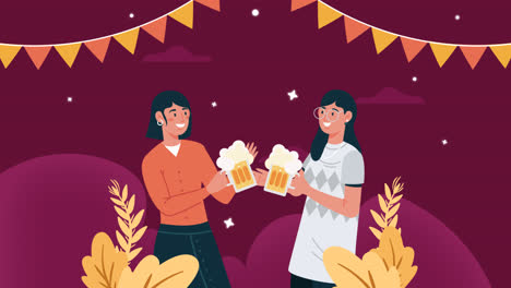 gráfico en movimiento de la ilustración plana del día internacional de la cerveza