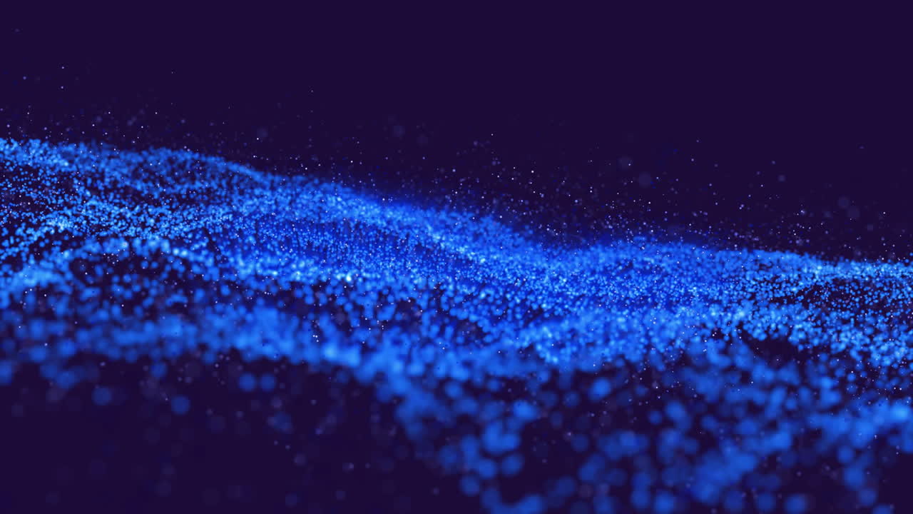 Animation of glowing mesh of network of connections over dark background