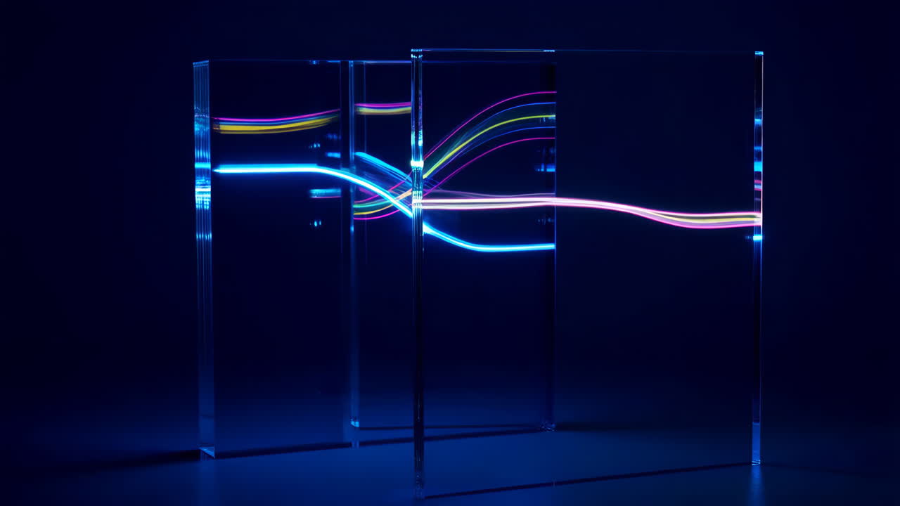 Abstract Neon Light Through Glass