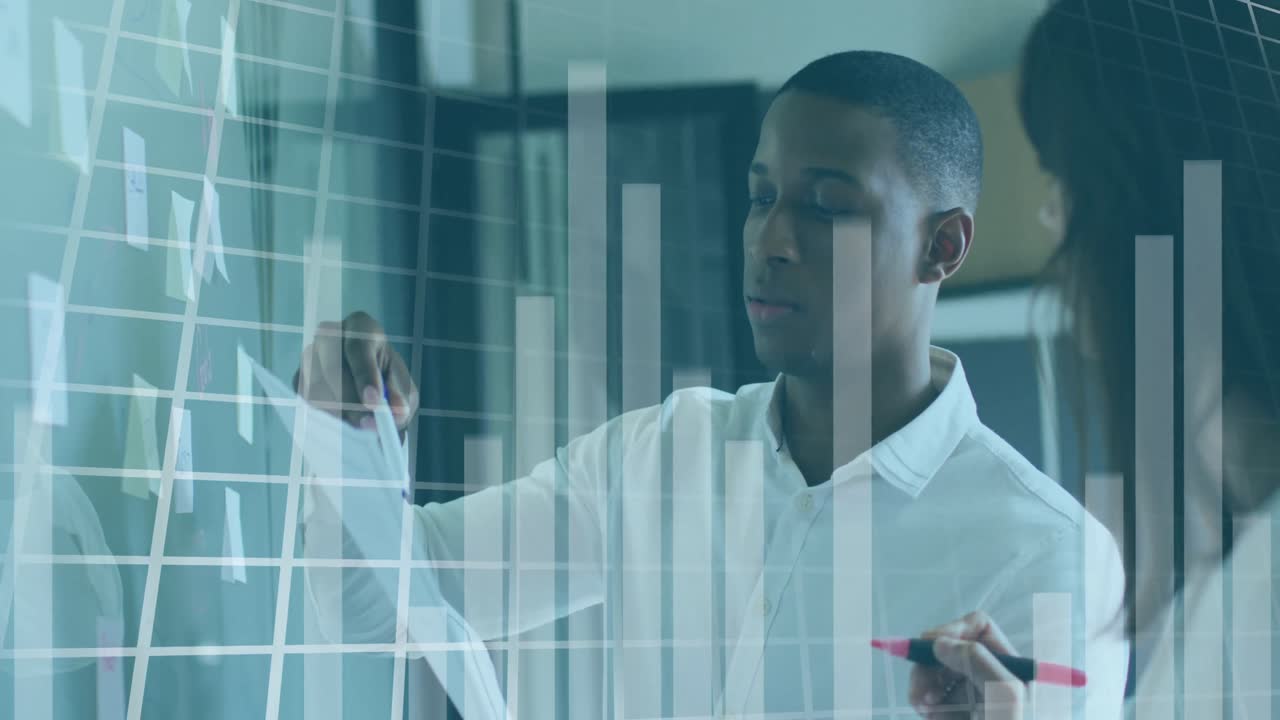 Animation of data processing over diverse business people