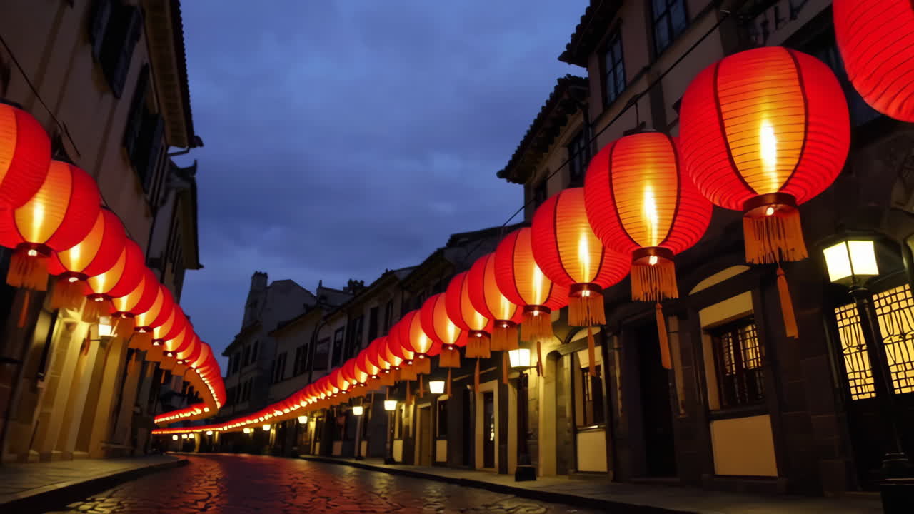 Night Street with Red Lanterns
