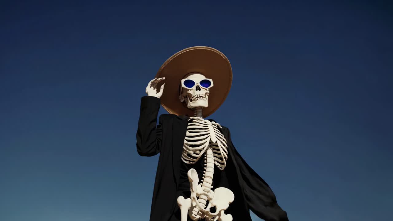 Skeleton in stylish clothes