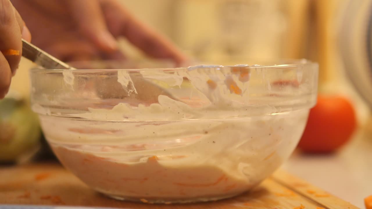 Mixing a Creamy Carrot Salad Dressing