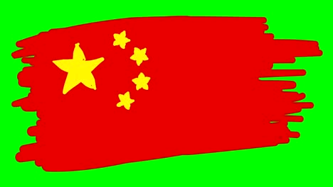 dibujo de la bandera china en una pizarra verde aislada