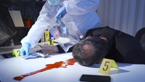 a forensic expert investigates the murder of a dead businessman.