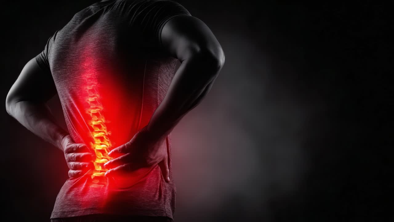 Illustration of a Person Experiencing Back Pain with Highlighted Spine Area, Showcasing the Significance of Spinal Health and Pain Management in Daily Life Activities