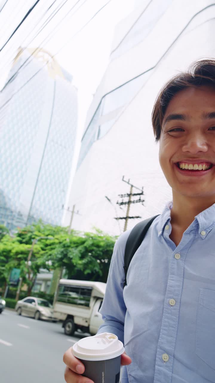 Man taking a selfie in the city
