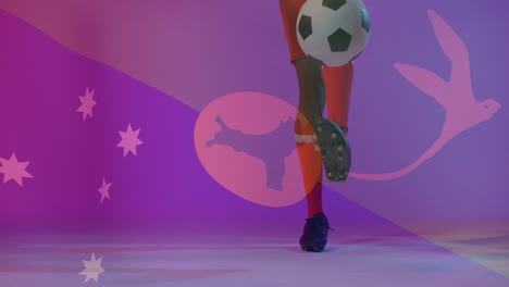 juggling soccer ball, person with animation of colorful shapes and stars overlay