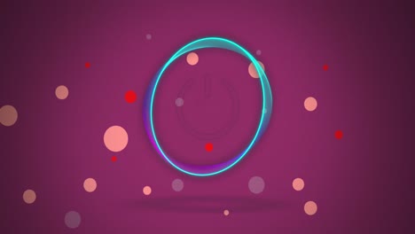 animación del botón de apagado y del círculo sobre los puntos