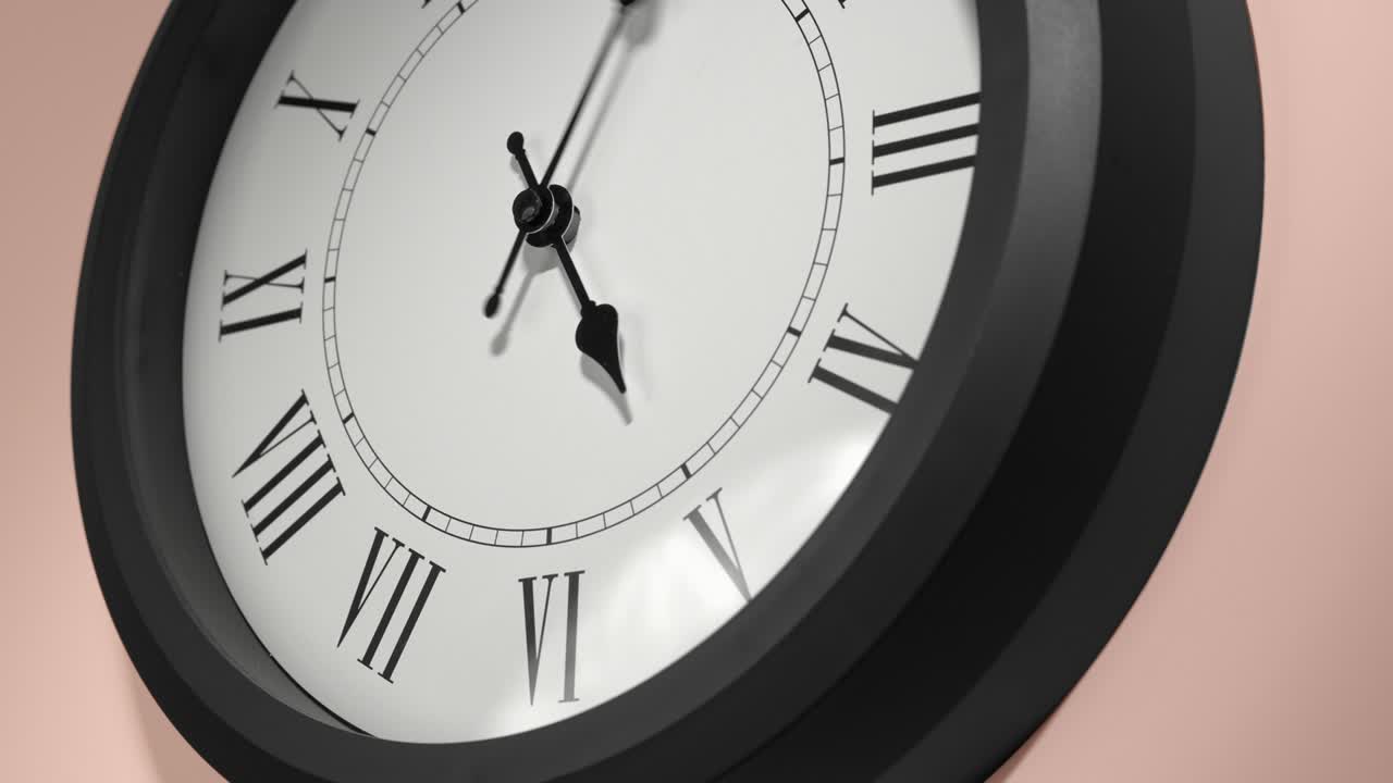 Latin Clock Face on Cream Beige Wall