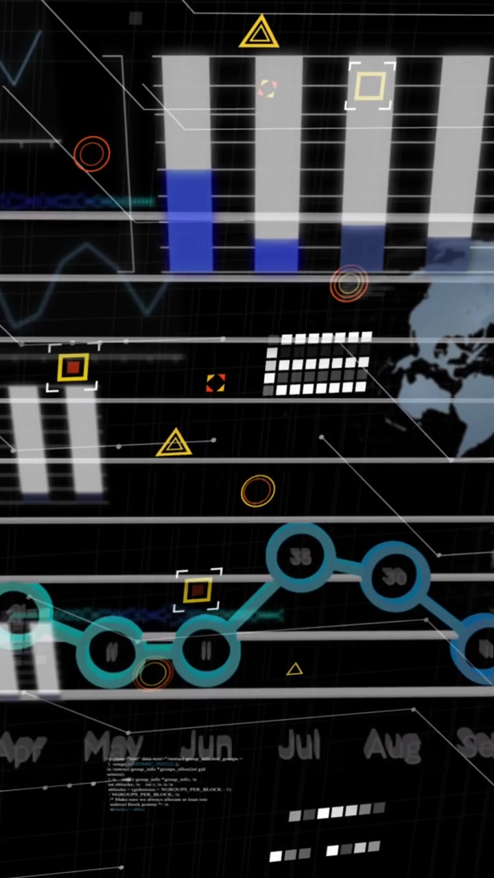 Animated video depicts global communication and data security technology.