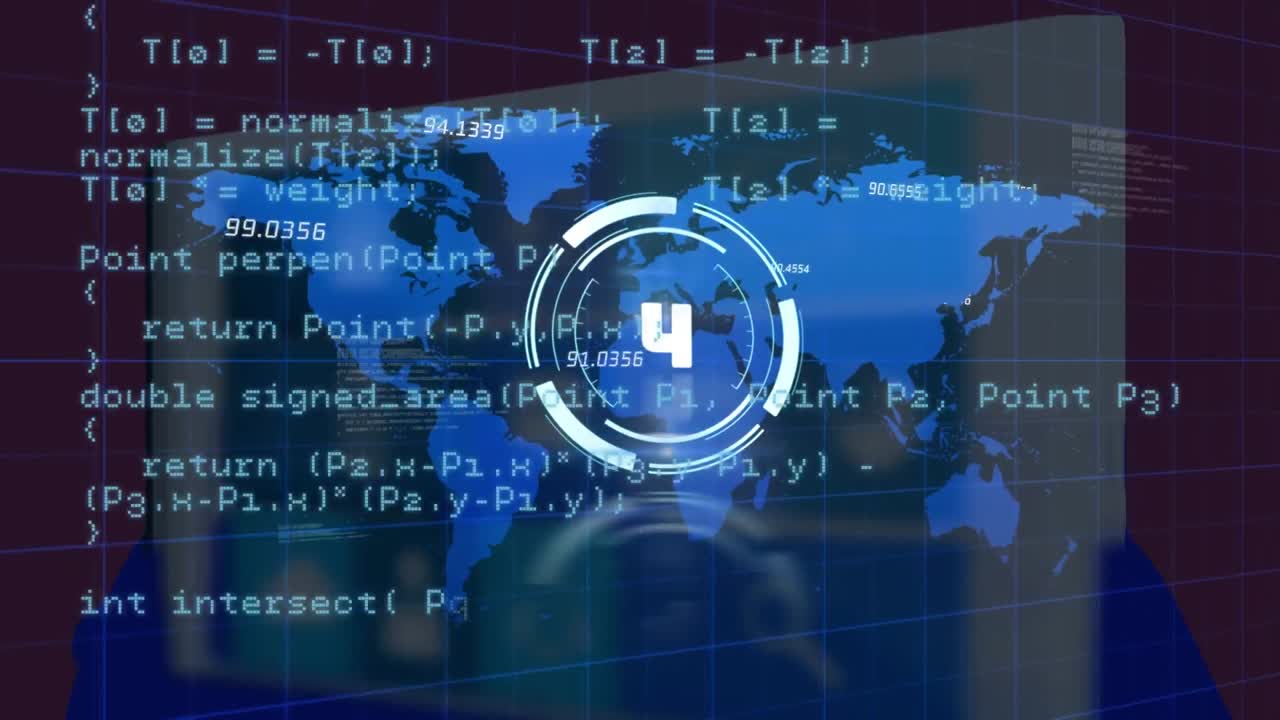 animación del reloj sobre la interfaz digital y procesamiento de datos