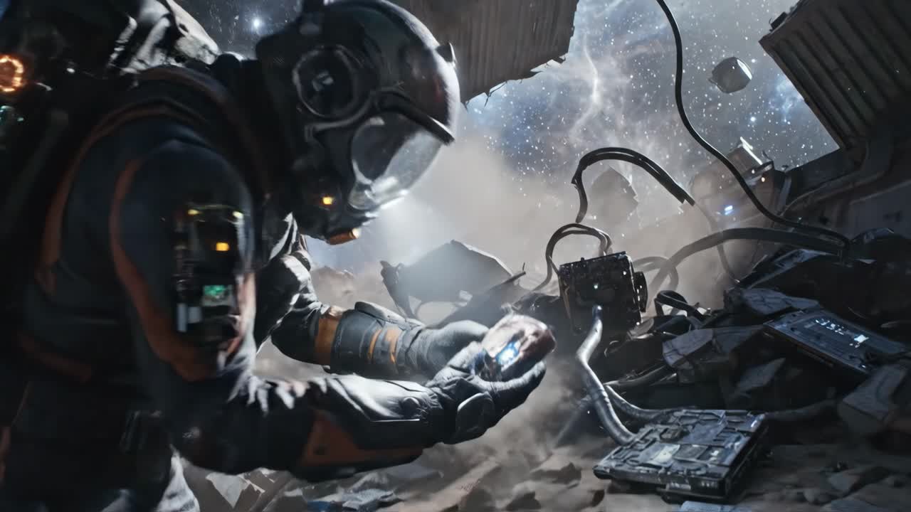 Astronaut in a Debris Field