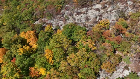 Una-Vista-Aérea-Sobre-Las-Montañas-En-El-Norte-Del-Estado-De-Nueva-York-Durante-Los-Cambios-De-Follaje-De-Otoño-En-Un-Hermoso-Día