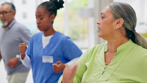 rehabilitation, exercise and nurse with senior