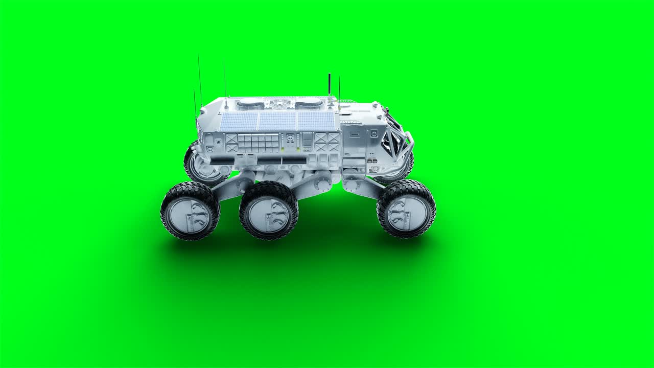로버는 녹색 스크린에서 고립됩니다. 현실적인 4k 애니메이션.