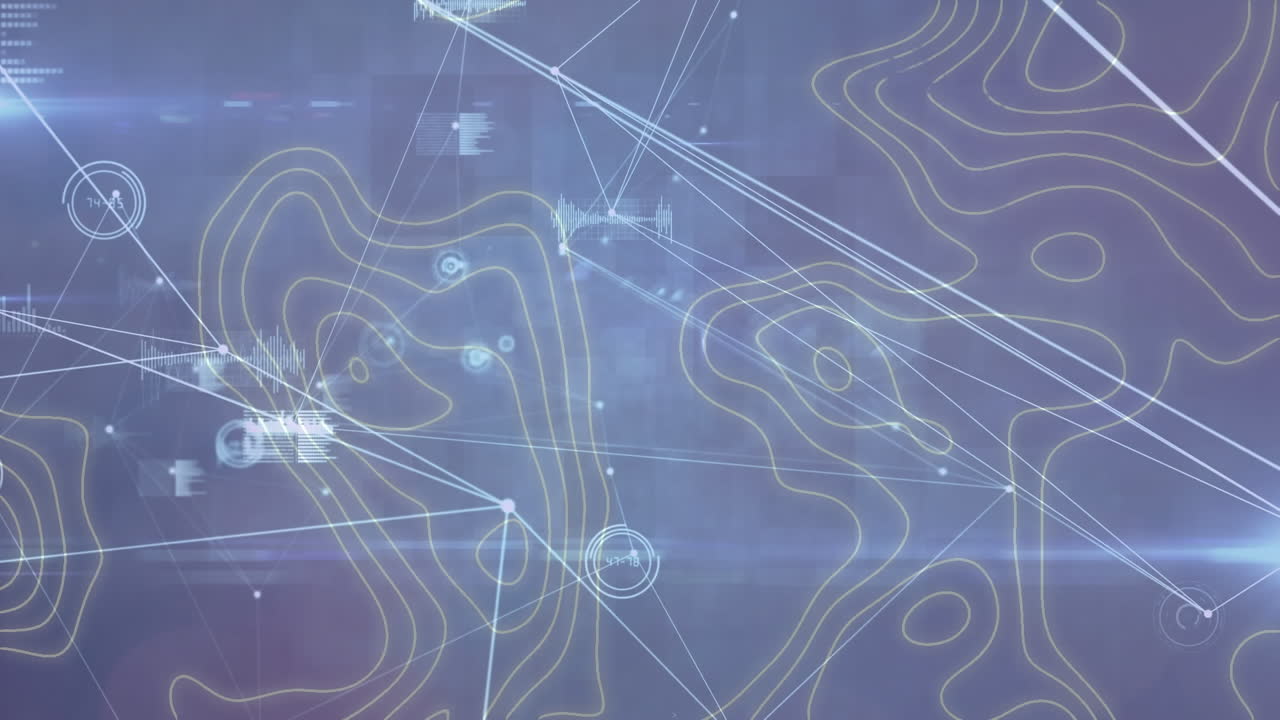 Animation of network of connections over shapes moving