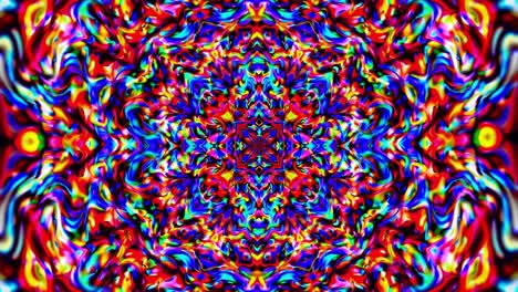 vibrant and swirling colors merge in a kaleidoscopic design, creating a hypnotic visual experience with intricate details and symmetrical patterns