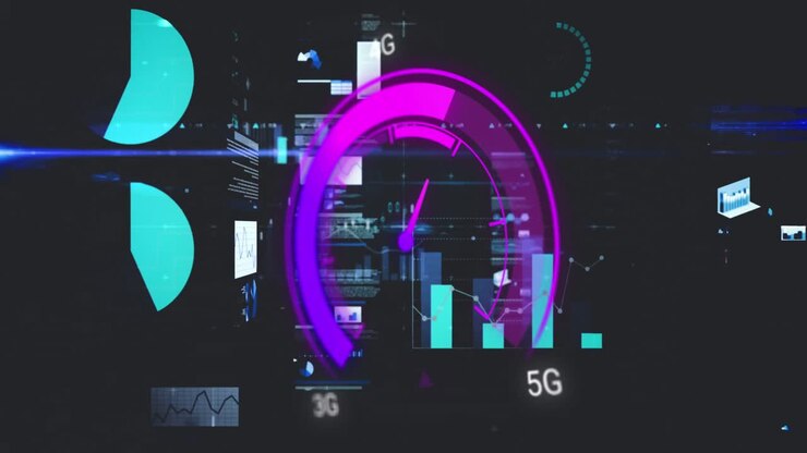 Animation of data processing over speedometer
