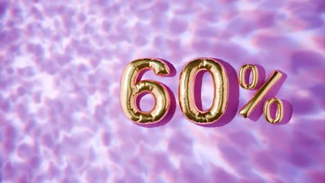 goldene 60% über wasserwellen auf rosa hintergrund schwimmen