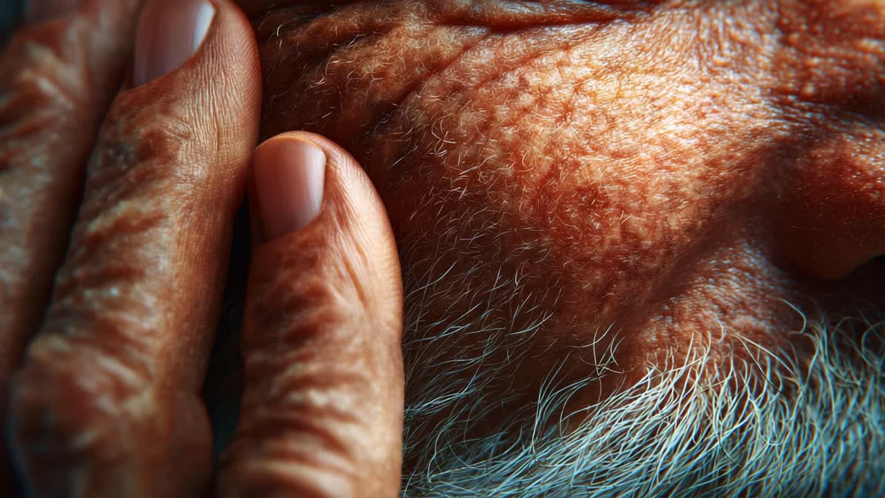 An Intimate Close-Up of an Older Man's Face, Highlighting the Textures of His Skin, Wrinkles, and Facial Expressions, Capturing the Depth of Character and Life Experience with Remarkable Detail