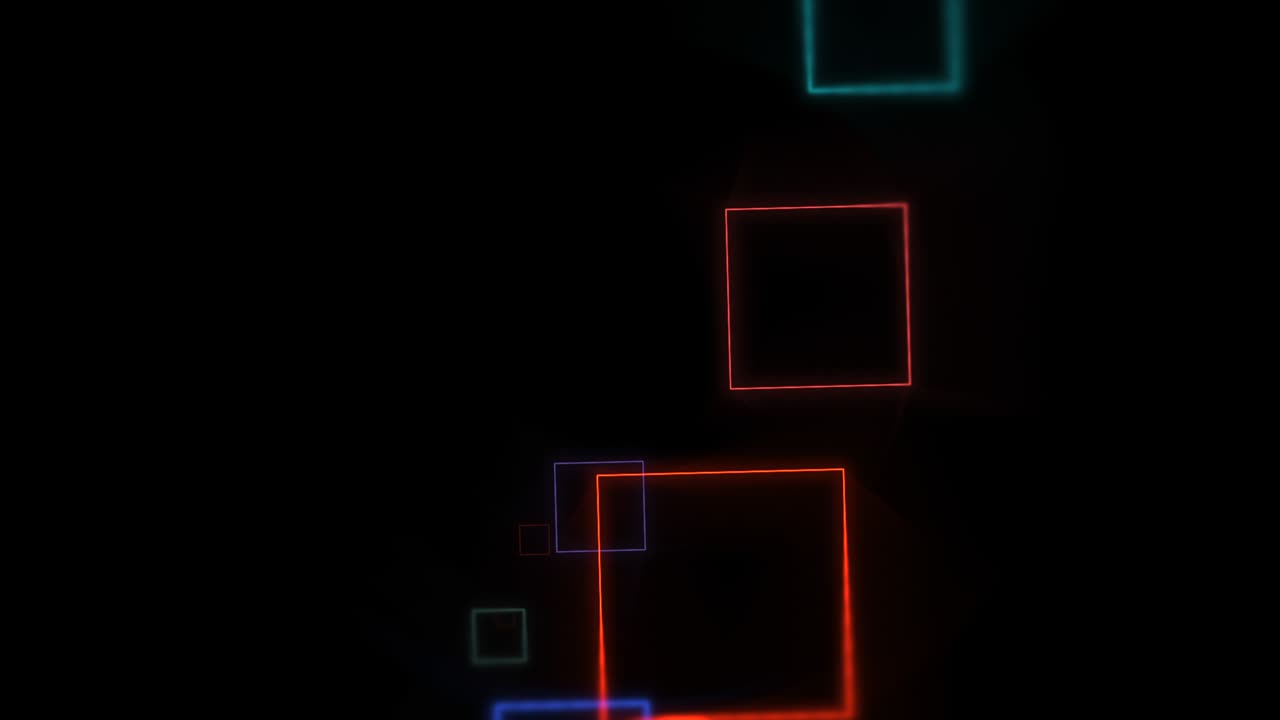 Neon colorful squares in space