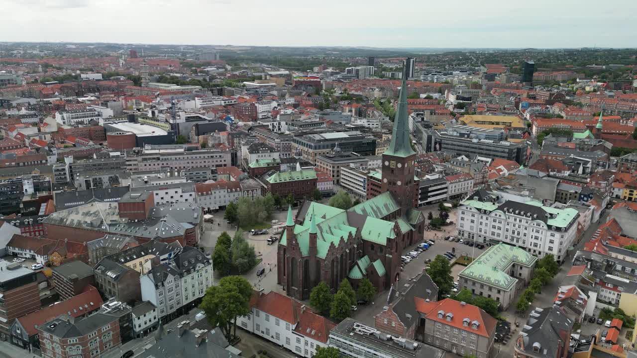 Luftfoto af Aarhus Midtby, Danmark