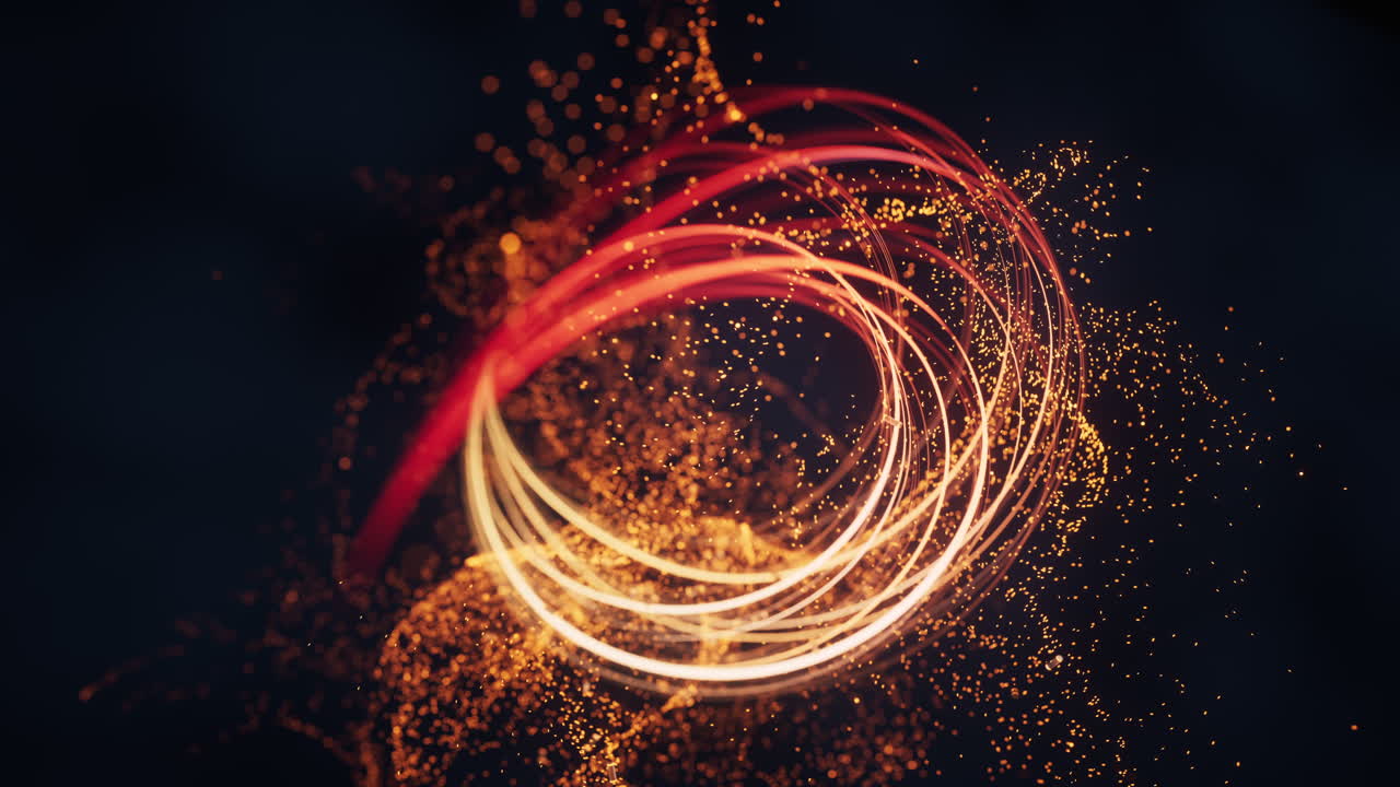 curva de flujo y fondo de partículas, renderización 3d.