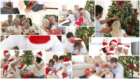 Joyful-families-offering-present-to-their-children-for-christmas