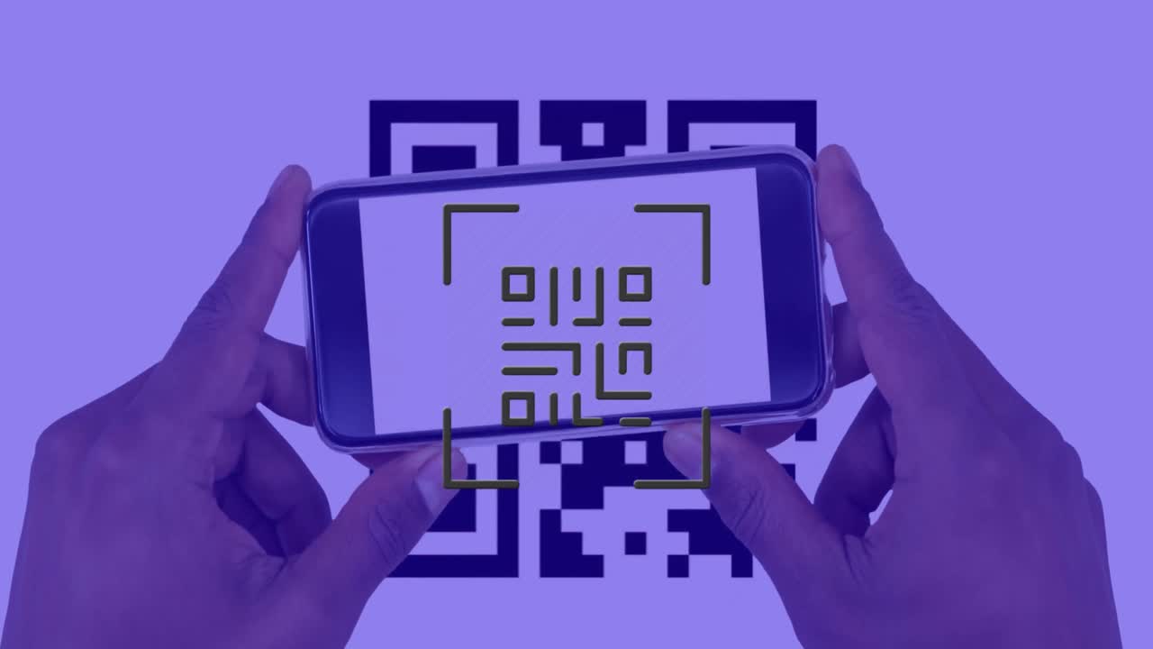 animación del código qr y el escaneo del código qr en el teléfono inteligente
