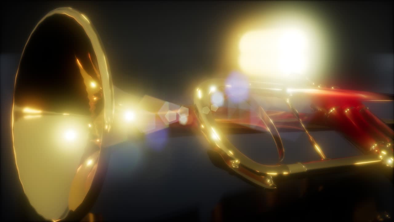 trompeta de bronce en la oscuridad