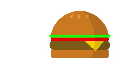 simple animation of a burger illustration appearing on the screen with a pop
