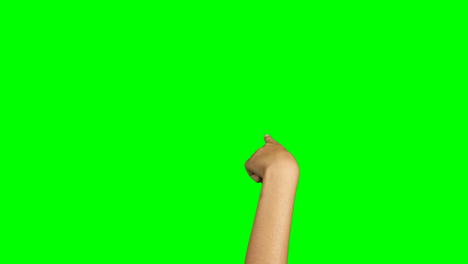 Person-making-hand-gesture-against-green-screen-background