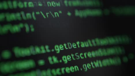 hacking concept. green running commands on the computer screen