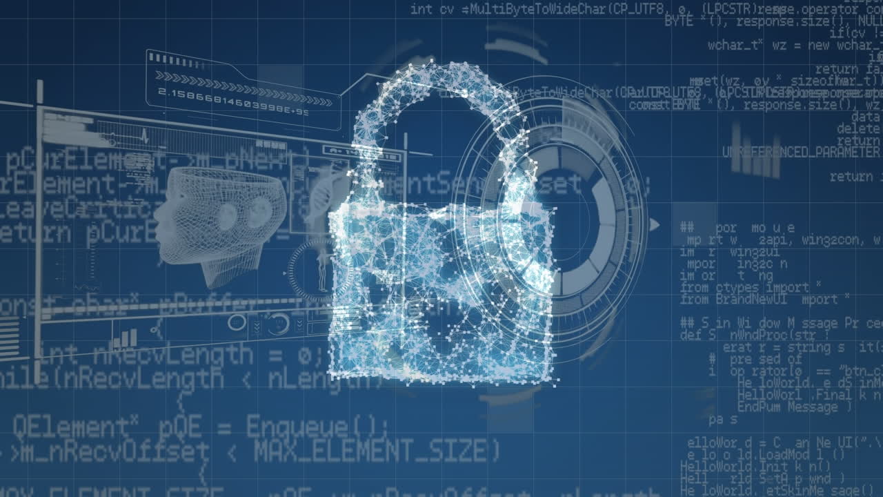 animación del icono del candado sobre el procesamiento de datos