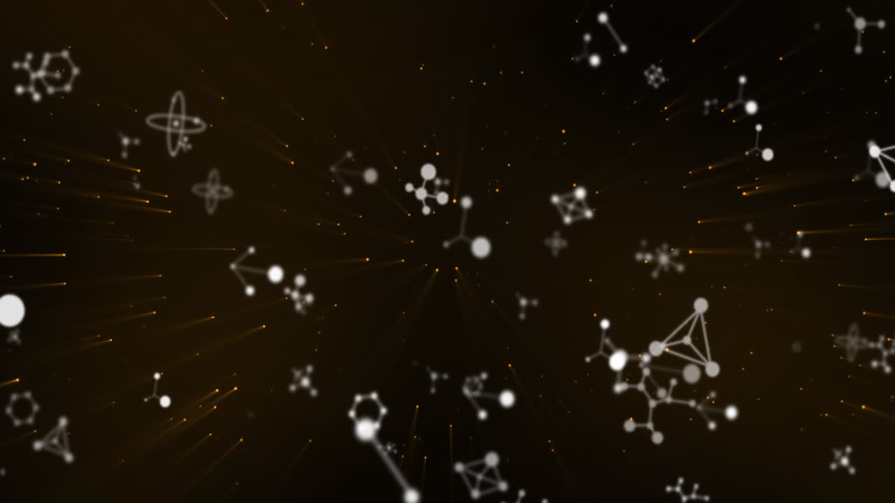 Animation of molecules spinning over black background