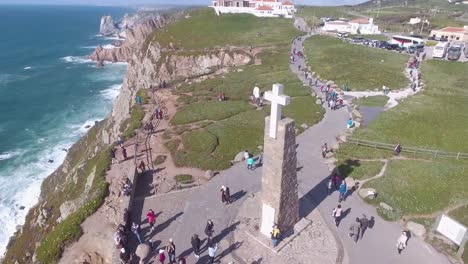 aerial over the cabo da roca cliffs and shoreline portugal